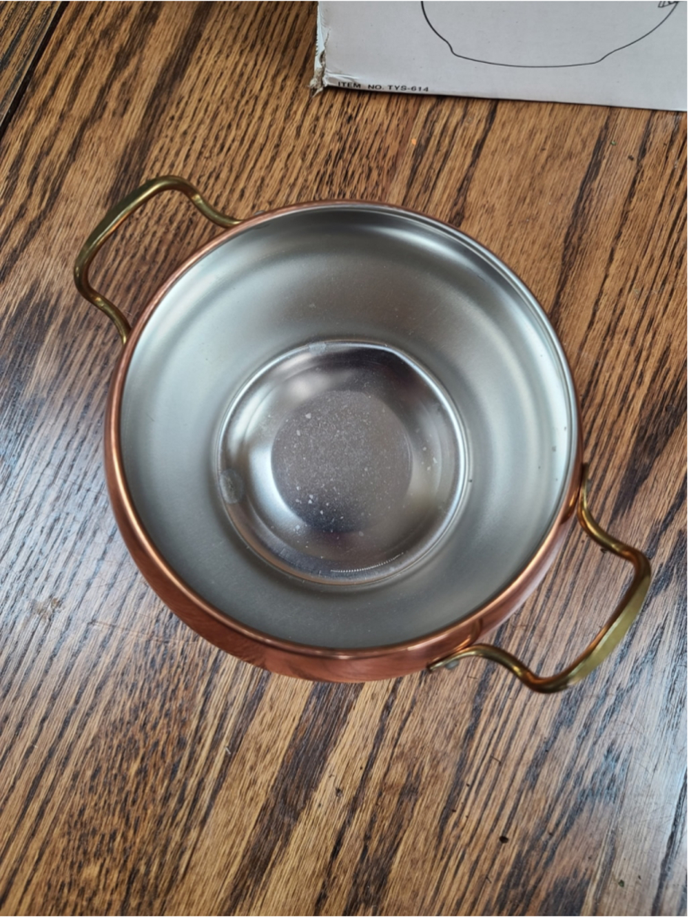 Vintage Copper Pot Planter Brass Handles Home Decor - Picture 3 of 4